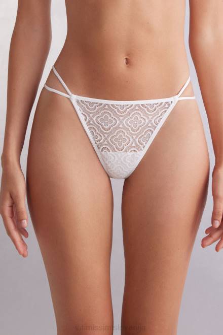 Intimissimi ženske 352j-bianco perla spodnje perilo 2R8X889 folk & delicious tangice s stranskimi naramnicami