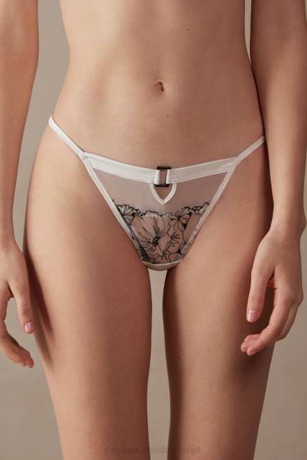 Intimissimi ženske 4718-prah bela/črna spodnje perilo 2R8X959 tangice pure joy s stranskimi naramnicami