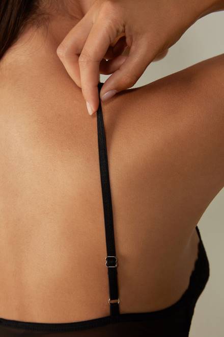 Intimissimi ženske 019-črna oblačila 2R8X1231 lepe rožice babydoll