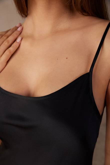 Intimissimi ženske 019-črna oblačila 2R8X1254 midi dolgi svileni copati