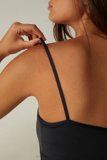 Intimissimi ženske 019-črna oblačila 2R8X1257 nastavek iz mikrovlaken z žoržetom