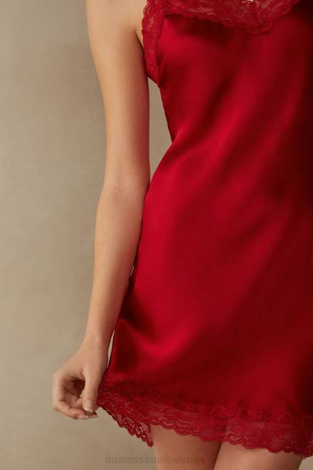 Intimissimi ženske 1473-rdeča oblačila 2R8X1246 svilen kombinezon s čipkastim vstavkom