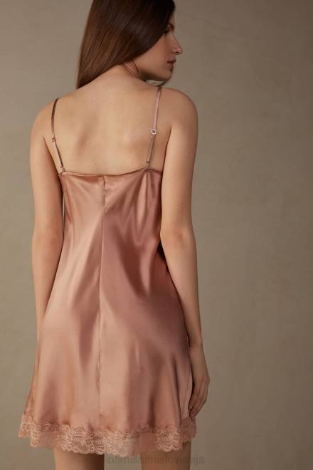 Intimissimi ženske 163i-saten roza oblačila 2R8X1245 svilen kombinezon s čipkastim vstavkom