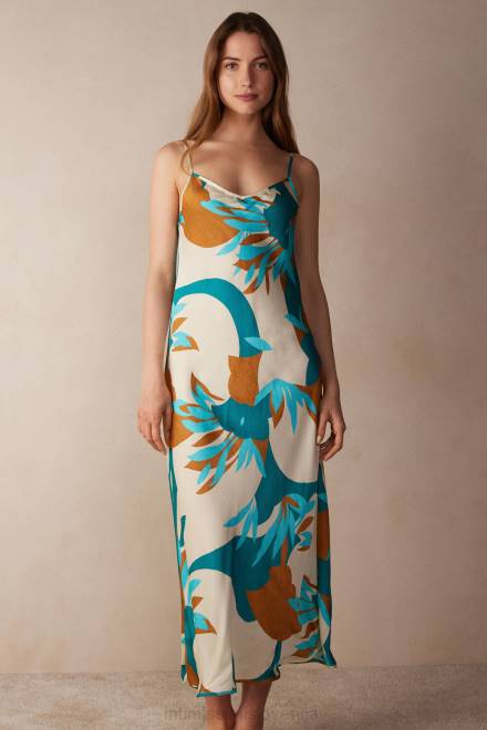 Intimissimi ženske 241j-tisk poletnih vzdušij oblačila 2R8X1214 dolge majice iz viskoznega satena za poletne vzdušje