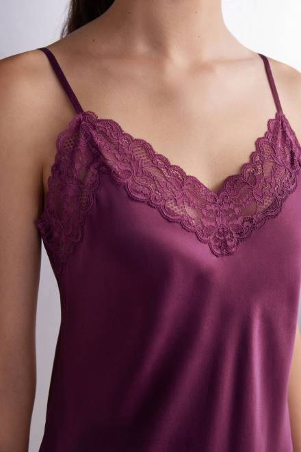 Intimissimi ženske 345j-vijolično vino oblačila 2R8X1201 svilen kombinezon s čipkastim vstavkom