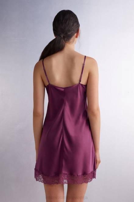 Intimissimi ženske 345j-vijolično vino oblačila 2R8X1201 svilen kombinezon s čipkastim vstavkom