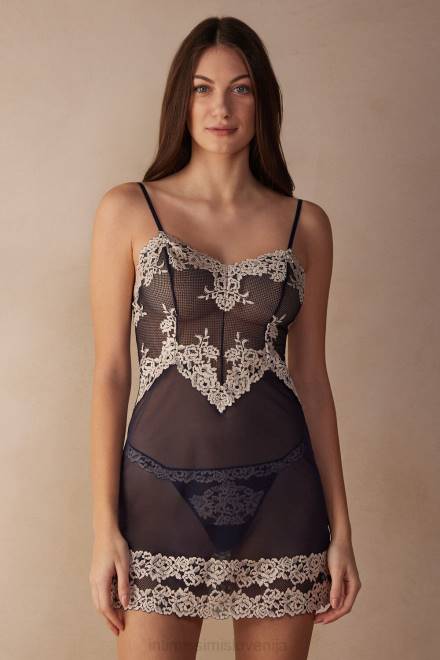 Intimissimi ženske 347i-globoko modra/vanilija oblačila 2R8X1243 lepe rožice babydoll