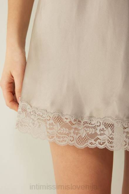 Intimissimi ženske 651i-pudrasto bež oblačila 2R8X1236 svilen kombinezon s čipkastim vstavkom