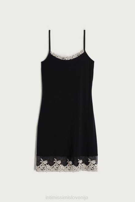 Intimissimi ženske 9887-črna/slonokoščena oblačila 2R8X1242 lepe rože modal slip