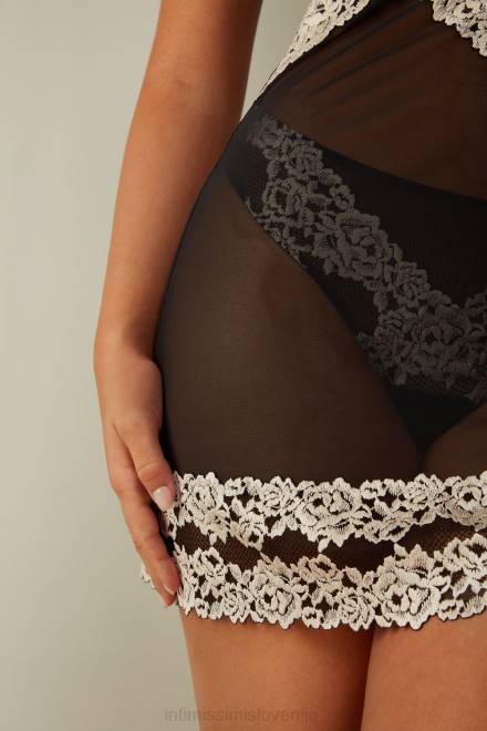 Intimissimi ženske 9887-črna/slonokoščena oblačila 2R8X1248 lepe rožice babydoll