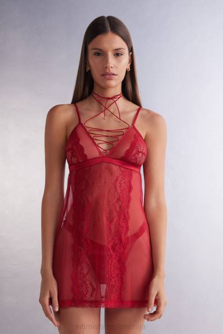 Intimissimi ženske 9888-rdeč pečatni vosek oblačila 2R8X1212 grešne fantazije iz čipke in tila babydoll