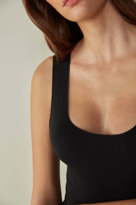 Intimissimi ženske 019-črna oblačila 2R8X1427 bombažni bodi z okroglim izrezom Supima