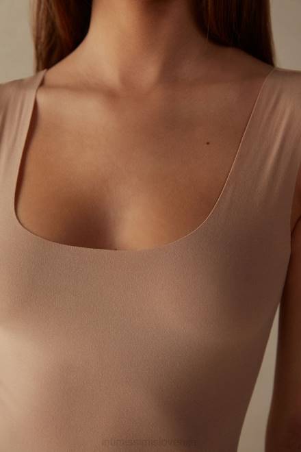 Intimissimi ženske 044-nežno bež oblačila 2R8X1426 bombažni bodi z okroglim izrezom Supima