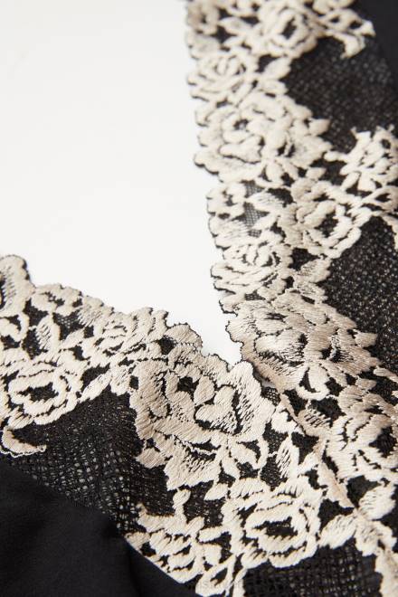 Intimissimi ženske 9887-črna/slonokoščena oblačila 2R8X1377 telo z v-izrezom z lepimi rožami