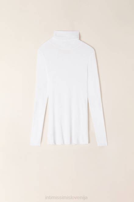 Intimissimi ženske 001-bela oblačila 2R8X1353 modalni ultralahki top z visokim ovratnikom iz kašmirja