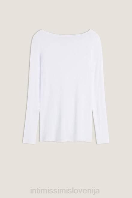 Intimissimi ženske 001-bela oblačila 2R8X1407 Ultralahek pulover iz modalnega kašmirja z ladjastim izrezom