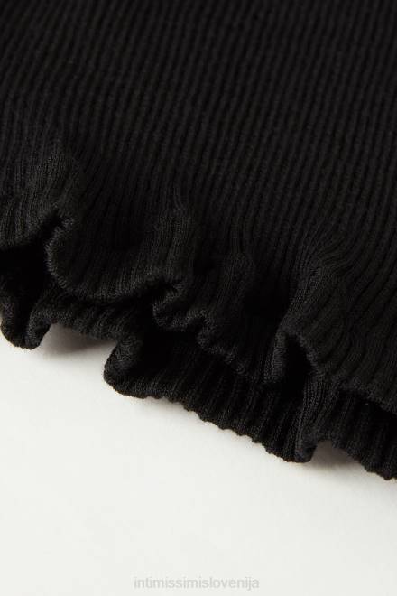 Intimissimi ženske 019-črna oblačila 2R8X1345 volnen in svilen zgornji del z dolgimi rokavi in ​​okroglim izrezom