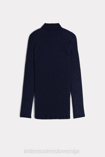 Intimissimi ženske 1467-intenzivno modra oblačila 2R8X1444 cevasti top z dolgimi rokavi in ​​visokim ovratnikom iz volne in svile