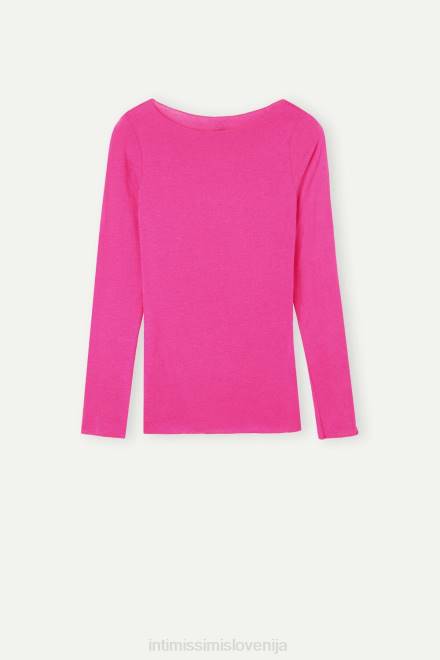 Intimissimi ženske 206j-valentinovo roza oblačila 2R8X1335 Ultralahek pulover iz modalnega kašmirja z ladjastim izrezom