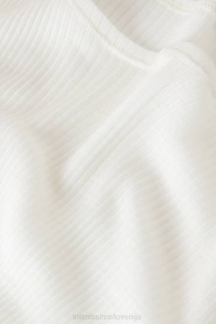 Intimissimi ženske 2127-prašno bela oblačila 2R8X1344 volnen in svilen zgornji del z dolgimi rokavi in ​​okroglim izrezom