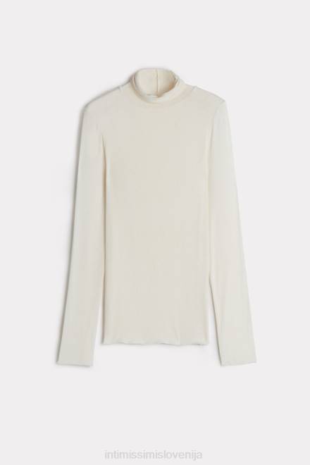 Intimissimi ženske 231i-naravna vanilija oblačila 2R8X1261 modalni ultralahki top z visokim ovratnikom iz kašmirja