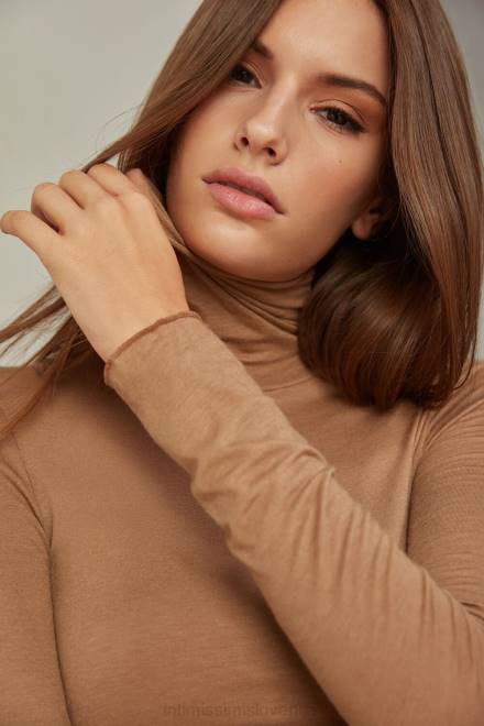 Intimissimi ženske 233i-karamela rjava oblačila 2R8X1432 modalni ultralahki top z visokim ovratnikom iz kašmirja