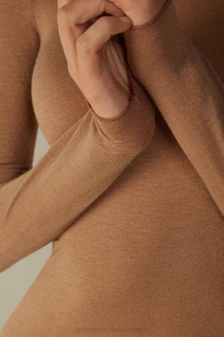 Intimissimi ženske 233i-karamela rjava oblačila 2R8X1432 modalni ultralahki top z visokim ovratnikom iz kašmirja