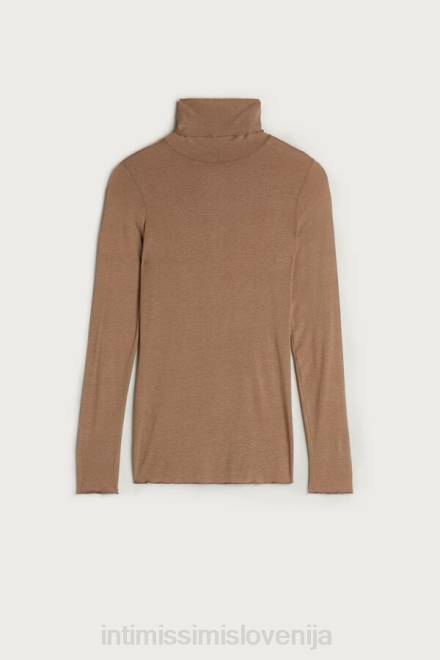 Intimissimi ženske 233i-karamela rjava oblačila 2R8X1432 modalni ultralahki top z visokim ovratnikom iz kašmirja