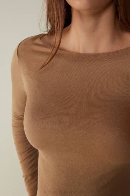 Intimissimi ženske 233i-karamela rjava oblačila 2R8X1433 Ultralahek pulover iz modalnega kašmirja z ladjastim izrezom