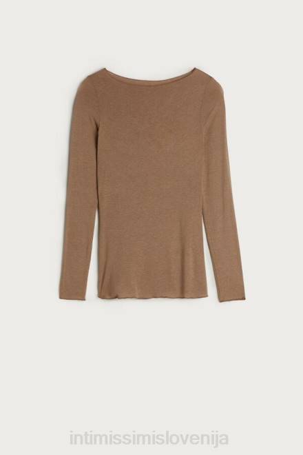 Intimissimi ženske 233i-karamela rjava oblačila 2R8X1433 Ultralahek pulover iz modalnega kašmirja z ladjastim izrezom