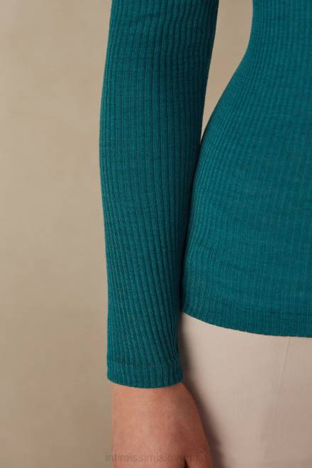 Intimissimi ženske 4572-zimzeleno oblačila 2R8X1341 volnen in svilen zgornji del z dolgimi rokavi in ​​okroglim izrezom