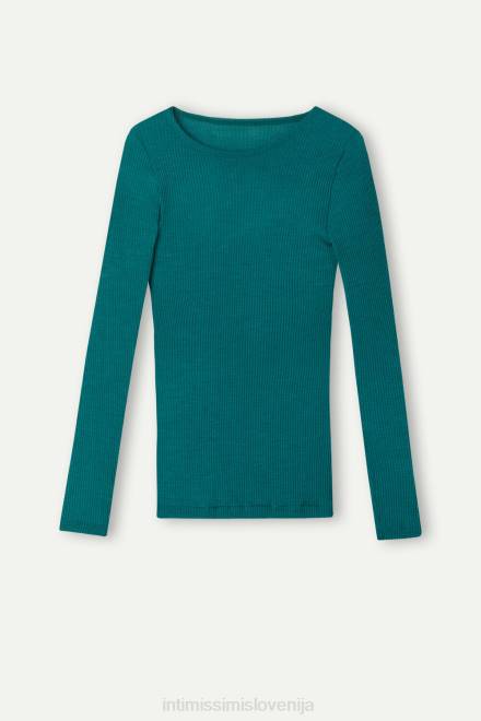 Intimissimi ženske 4572-zimzeleno oblačila 2R8X1341 volnen in svilen zgornji del z dolgimi rokavi in ​​okroglim izrezom