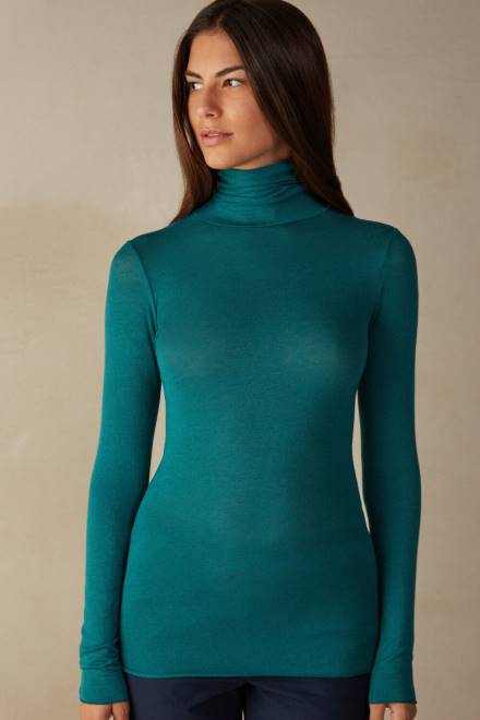 Intimissimi ženske 4572-zimzeleno oblačila 2R8X1350 modalni ultralahki top z visokim ovratnikom iz kašmirja