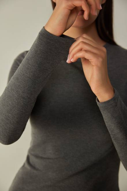 Intimissimi ženske 5227-ogljeno siv melanž oblačila 2R8X1379 majica z dolgimi rokavi in ​​okroglim izrezom iz plišastega modala s kašmirjem