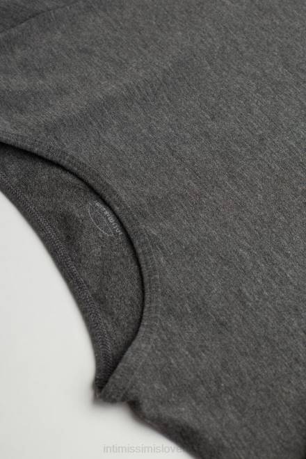 Intimissimi ženske 5227-ogljeno siv melanž oblačila 2R8X1379 majica z dolgimi rokavi in ​​okroglim izrezom iz plišastega modala s kašmirjem