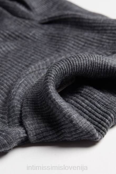 Intimissimi ženske 7481-aluminij siva mešanica oblačila 2R8X1445 cevasti top z dolgimi rokavi in ​​visokim ovratnikom iz volne in svile