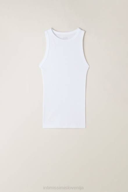 Intimissimi ženske 001-bela oblačila 2R8X1288 rebrasti bombažni telovnik supima