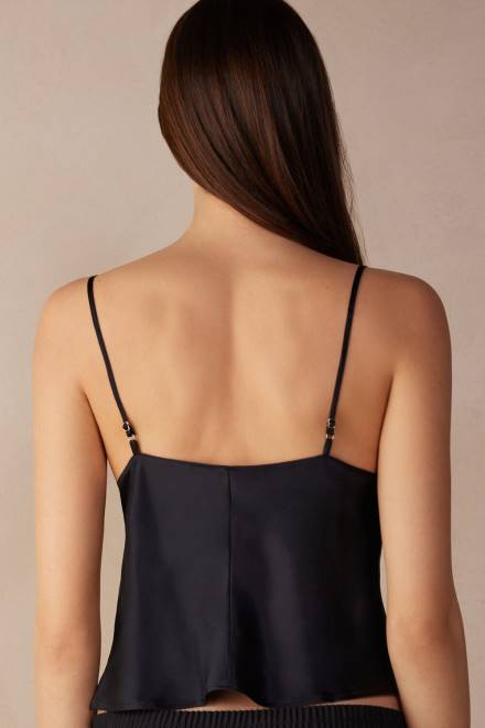 Intimissimi ženske 019-črna oblačila 2R8X1320 kratek svilen kamisol