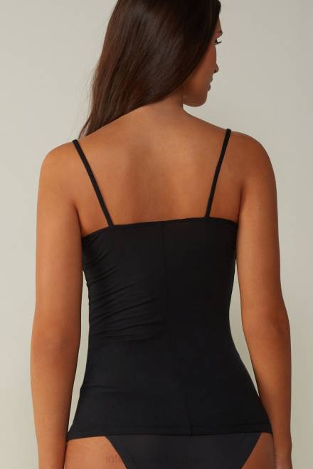 Intimissimi ženske 019-črna oblačila 2R8X1387 ultralahek kamisol iz modala in kašmirja s čipko