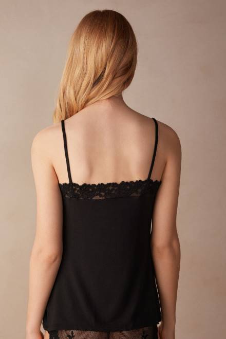 Intimissimi ženske 019-črna oblačila 2R8X1388 modalni top s čudovitimi rožami