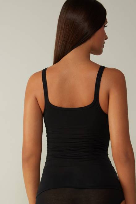 Intimissimi ženske 019-črna oblačila 2R8X1412 ultralahek top iz bombaža supima
