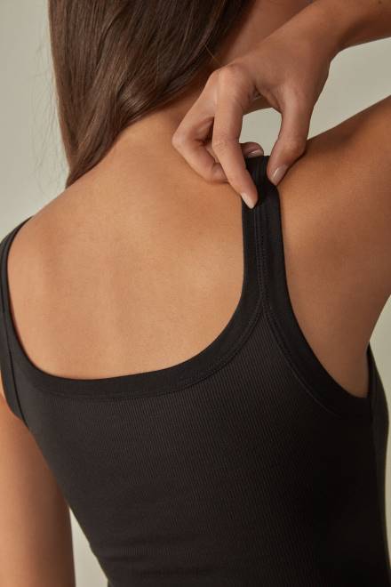 Intimissimi ženske 019-črna oblačila 2R8X1461 top brezrokavnik iz bombaža dirkača Supima