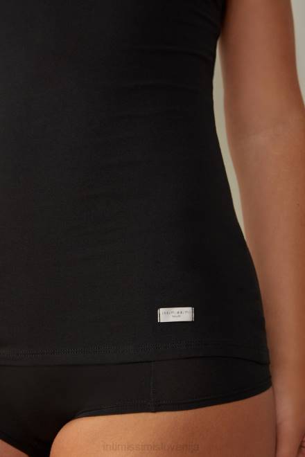 Intimissimi ženske 019-črna oblačila 2R8X1486 naravni bombažni brezrokavnik s širokimi rameni