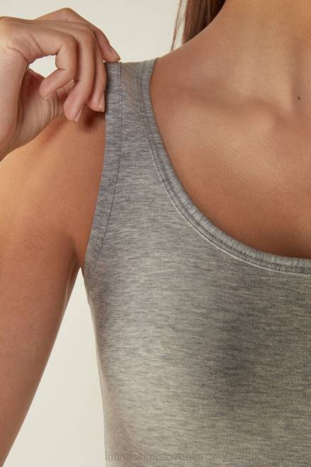 Intimissimi ženske 031-svetlo siv melanž oblačila 2R8X1484 naravni bombažni brezrokavnik s širokimi rameni