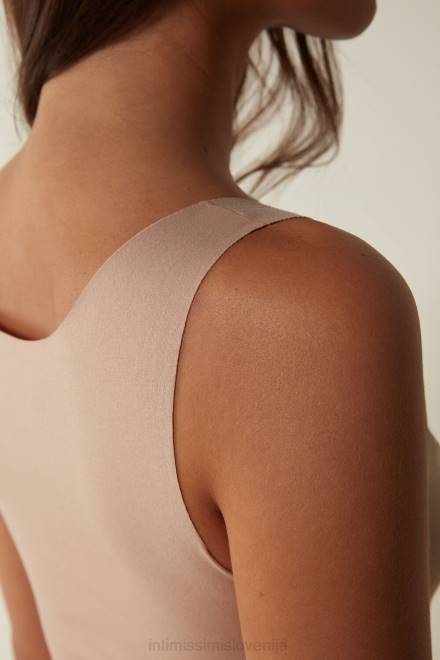 Intimissimi ženske 044-nežno bež oblačila 2R8X1467 top iz bombaža supima z neobdelanim robom in okroglim izrezom