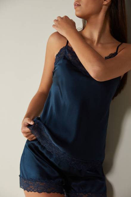 Intimissimi ženske 1467-intenzivno modra oblačila 2R8X1442 vrh iz čipke in svile