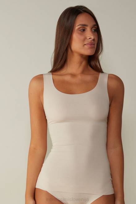 Intimissimi ženske 2280-roza svila oblačila 2R8X1460 top iz bombaža supima z neobdelanim robom in okroglim izrezom