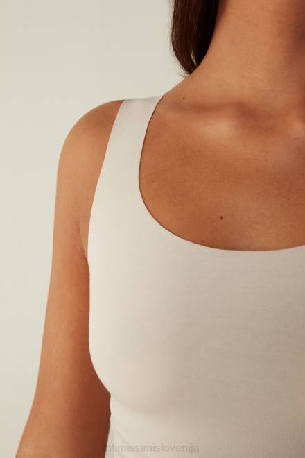 Intimissimi ženske 2280-roza svila oblačila 2R8X1460 top iz bombaža supima z neobdelanim robom in okroglim izrezom