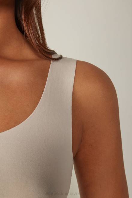 Intimissimi ženske 2280-roza svila oblačila 2R8X1460 top iz bombaža supima z neobdelanim robom in okroglim izrezom