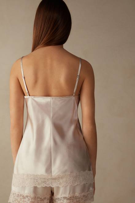 Intimissimi ženske 2280-roza svila oblačila 2R8X1477 vrh iz čipke in svile